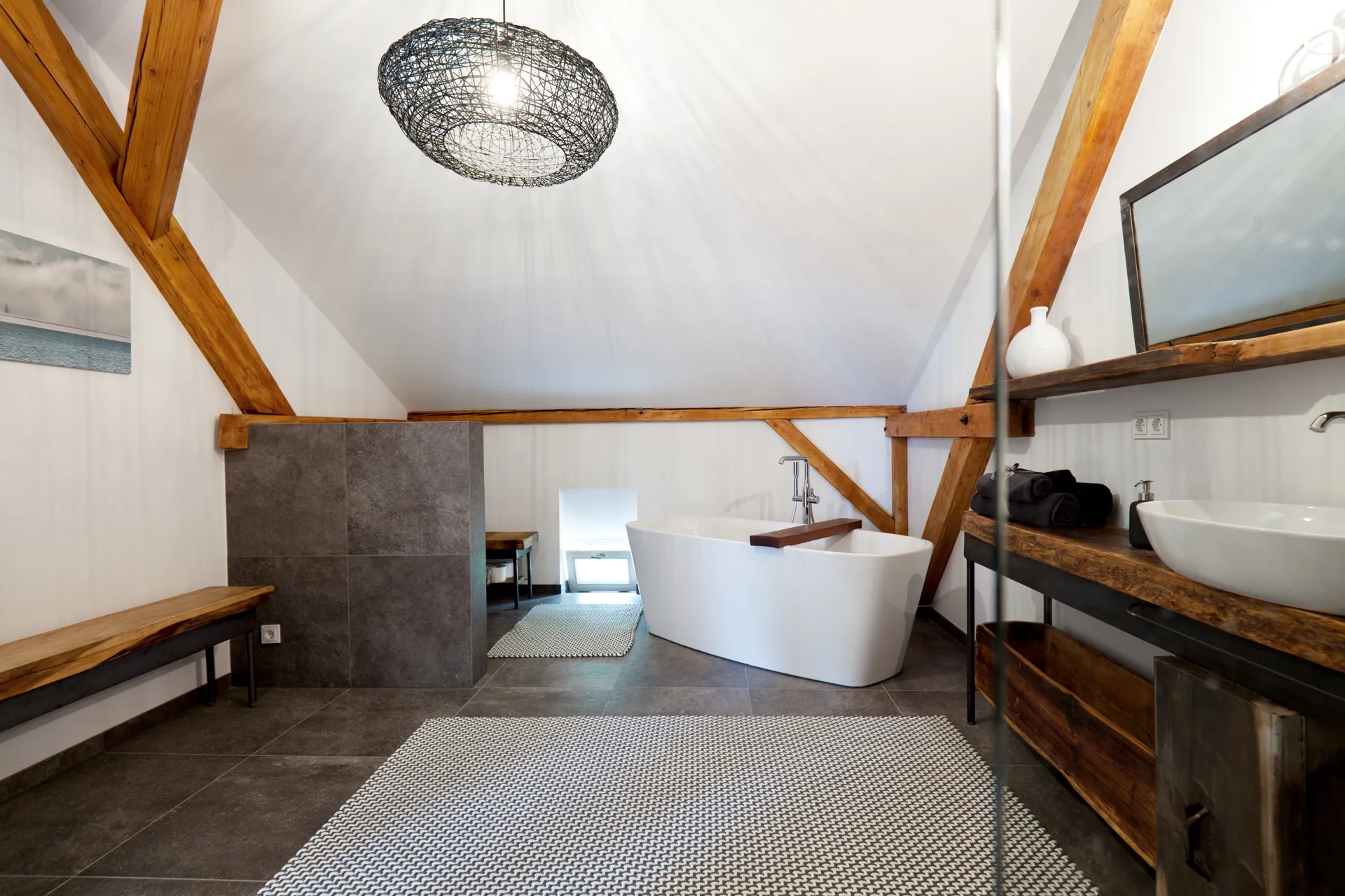 Badezimmer Atelier im Marstall am See – Übernachtung Starnberger See nahe München